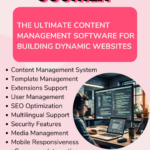 A visually engaging image of a laptop screen displaying coding and web development, highlighting Joomla as a robust Content Management Software.