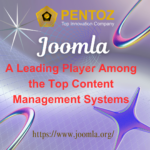Joomla - A Leading Player Among the Top Content Management Systems with a futuristic digital design background.