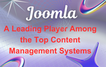 Joomla - A Leading Player Among the Top Content Management Systems with a futuristic digital design background.