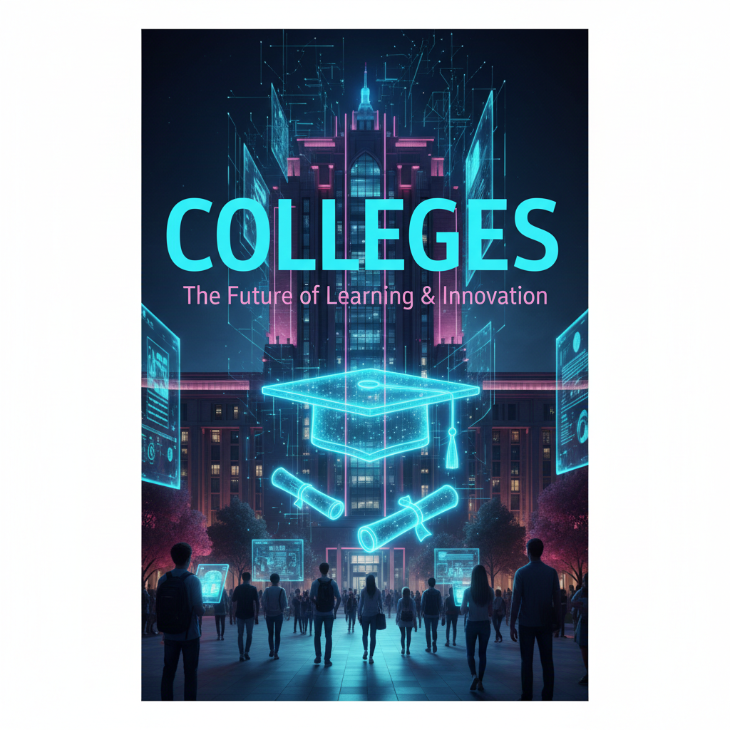 College campus with students walking between academic buildings.