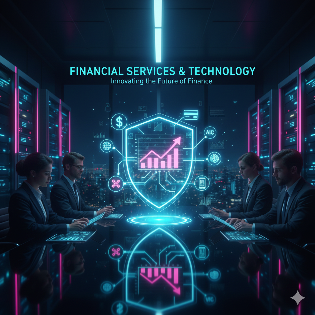 Financial advisors reviewing investment charts and digital banking data.