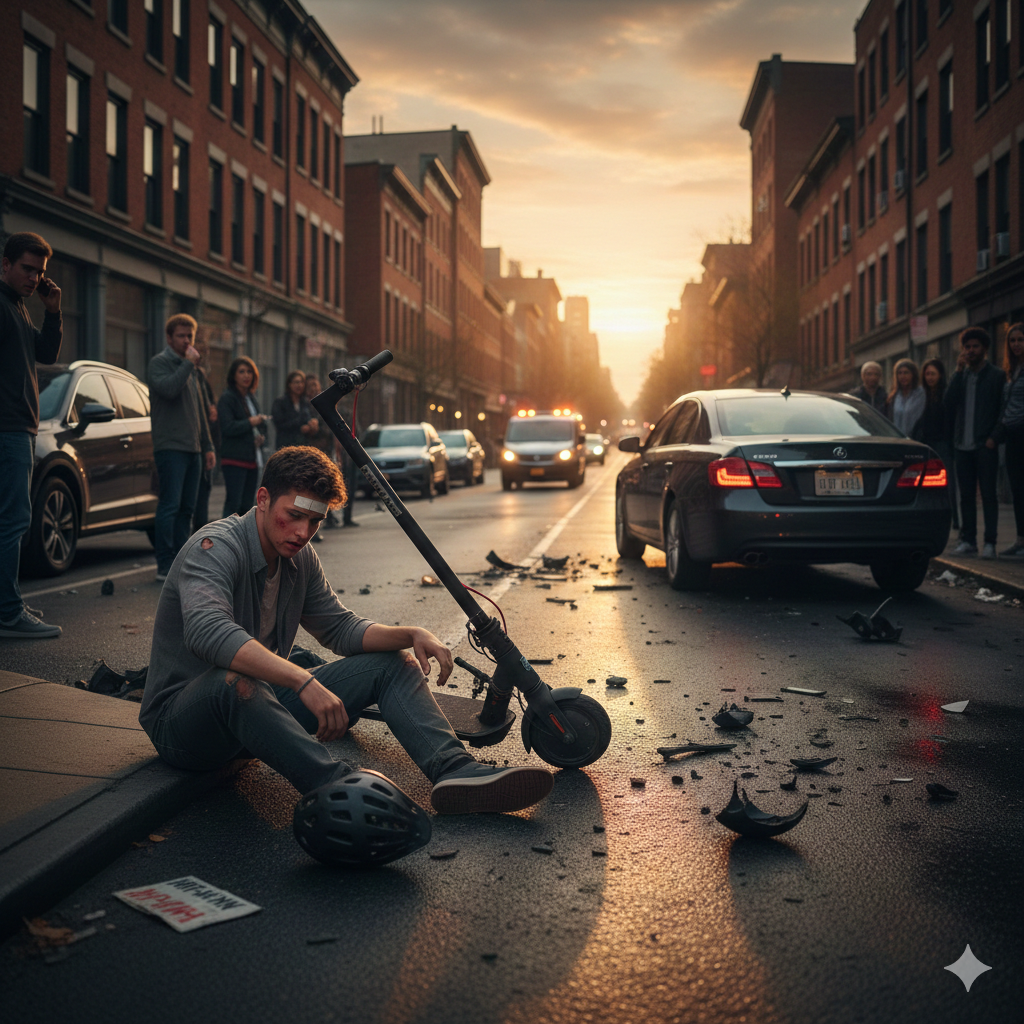 Scooter accident hit-and-run scene