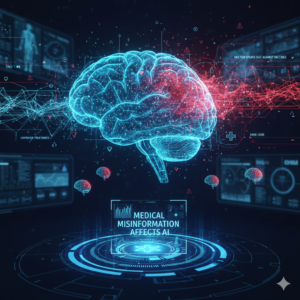 Medical misinformation affects AI by reducing accuracy in medical decision systems